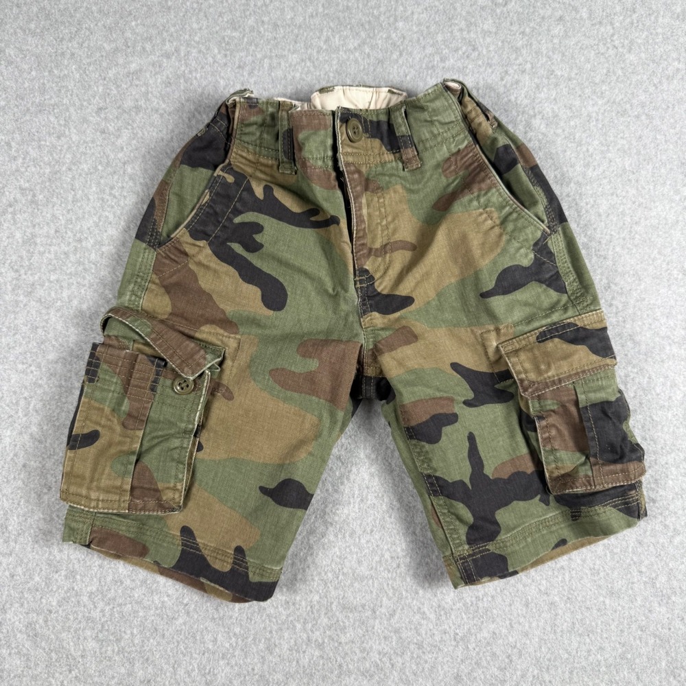 Gap Kids Cargo Shorts 6 Green Camo Gorpcore Utility Military Skater Rugged